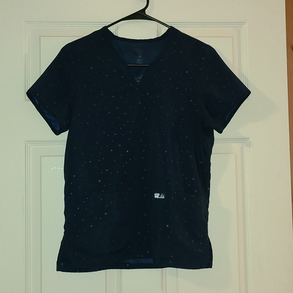Koi Limited Edition Navy Blue Silk Scrub Top